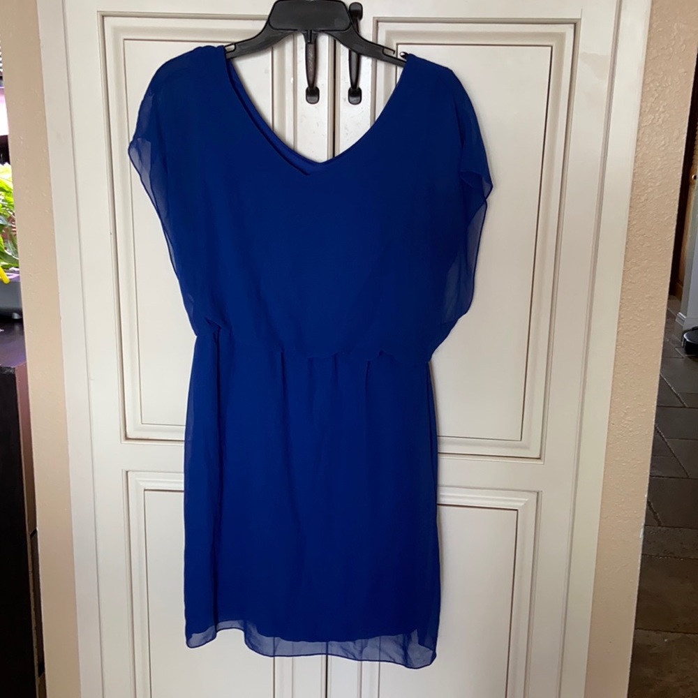 Sheer Lined Navy Blue Dress Size 8